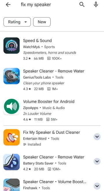Speaker Cleaner app on Google Store